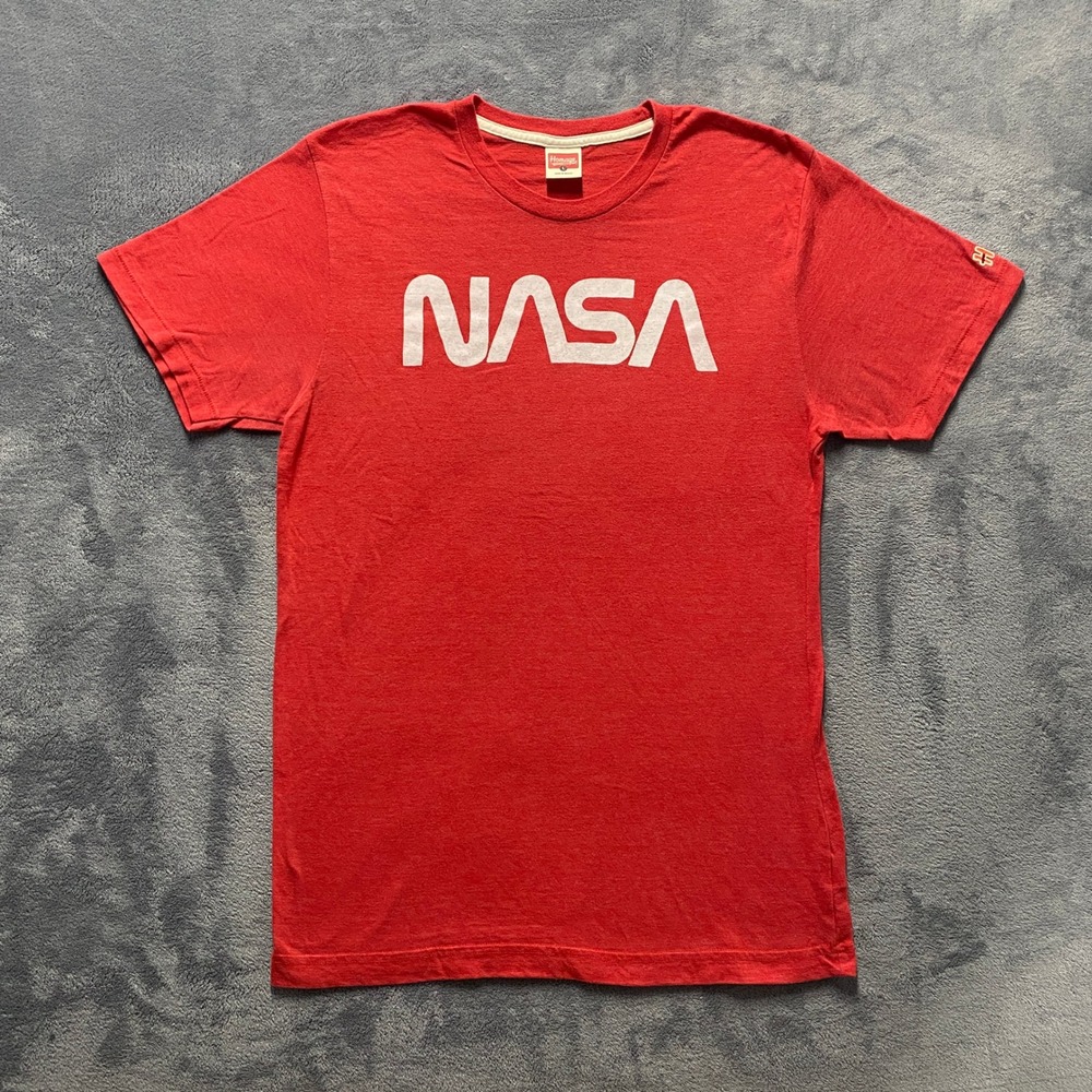 Homage NASA T-Shirt Mens Large Red Graphic Worm Logo Tri-Blend HM-01-0048